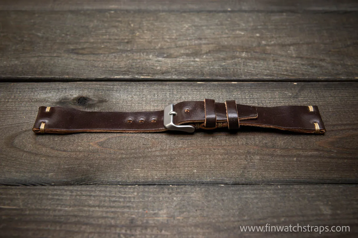 Shell Cordovan watch strap, Leather watch band, Pilot model, Handmade in Finland