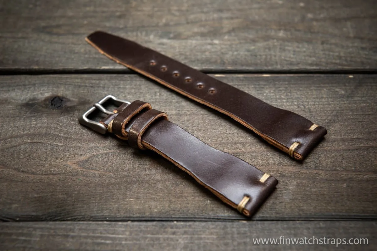 Shell Cordovan watch strap, Leather watch band, Pilot model, Handmade in Finland