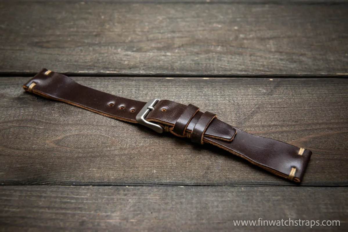 Shell Cordovan watch strap, Leather watch band, Pilot model, Handmade in Finland