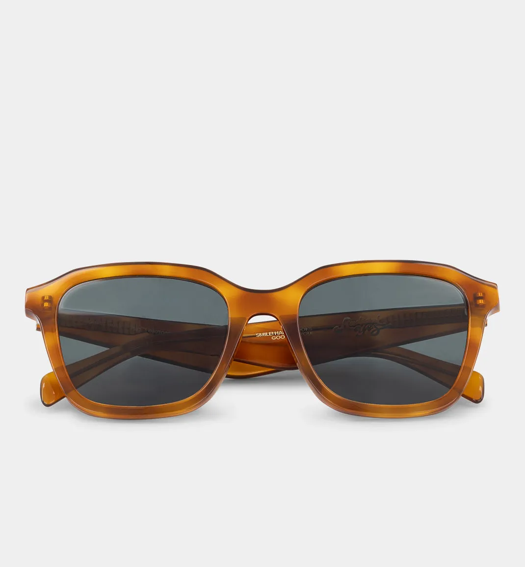 Square Times Acetate Sunglasses | Honey Tort with Green Mono Lens