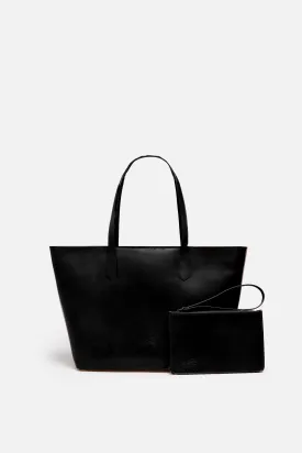 SSW - Manila All Purpose Large Carryall Leather Tote Bag in Black