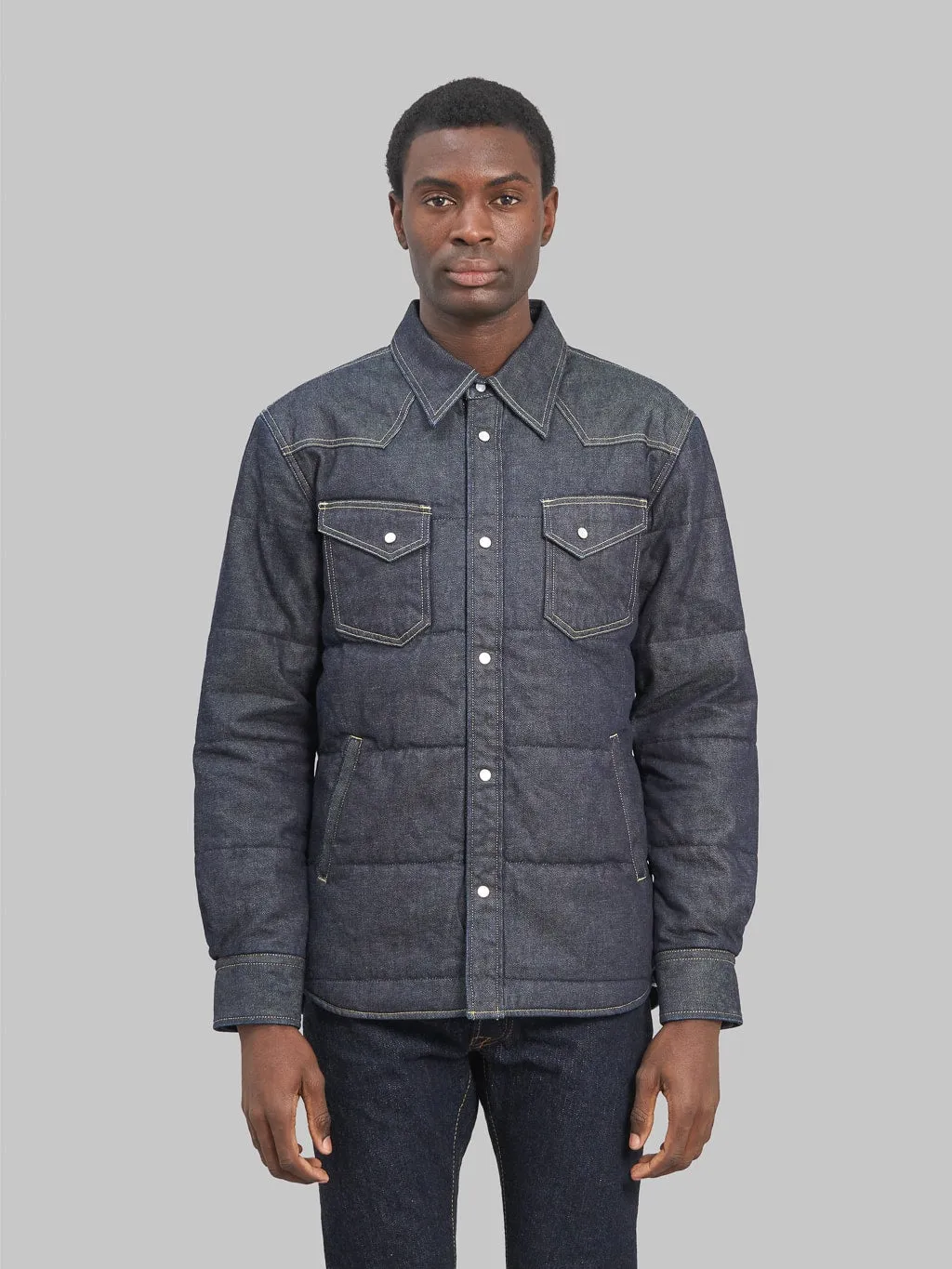 The Flat Head Denim Puffer Jacket