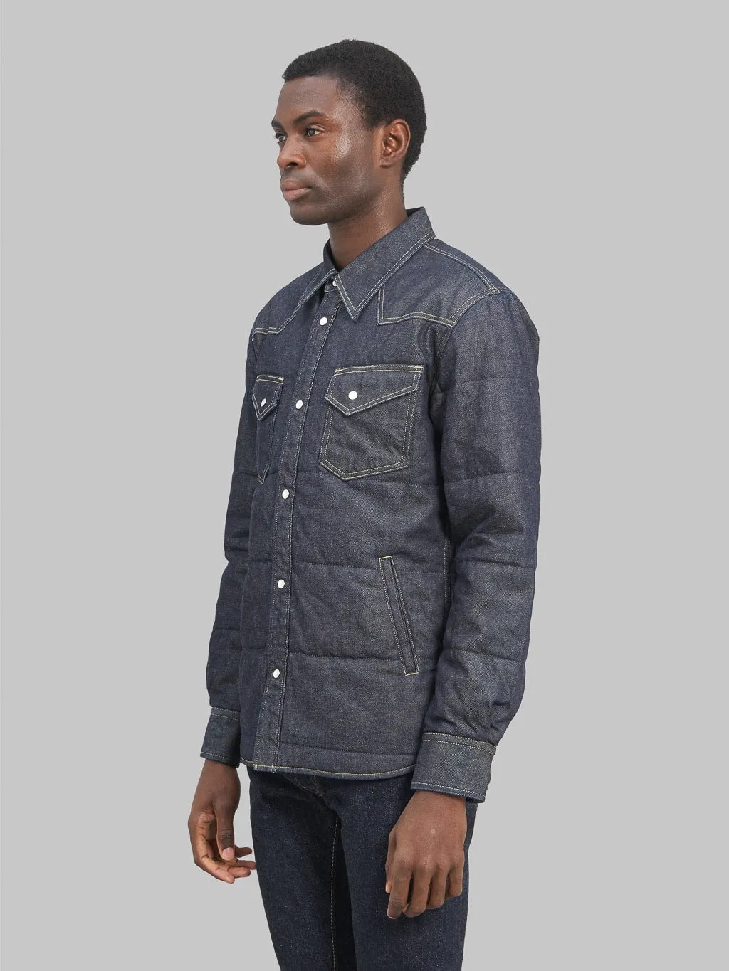 The Flat Head Denim Puffer Jacket