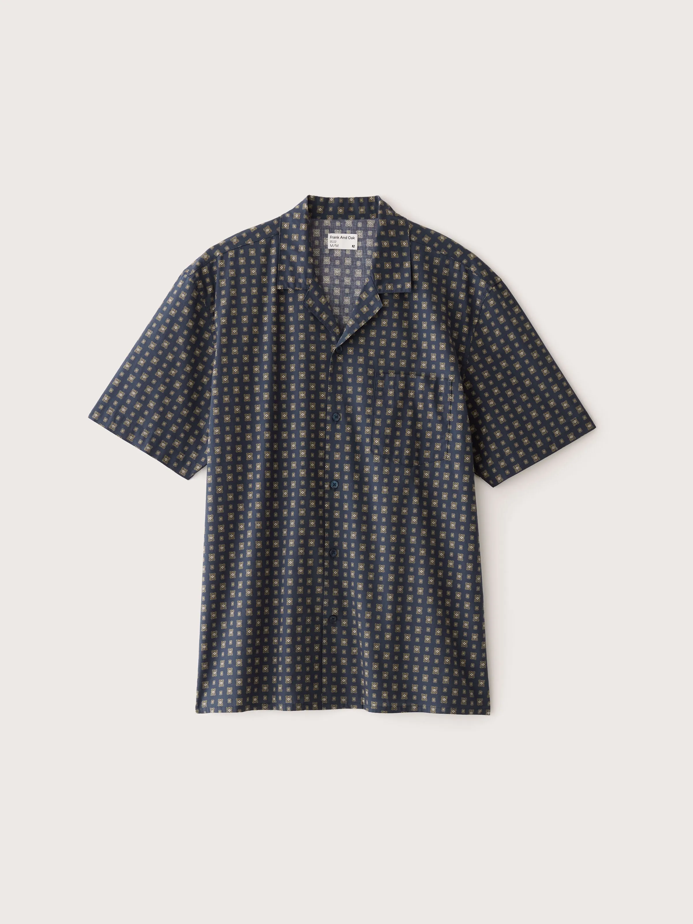 The Printed Camp Collar Shirt in Deep Blue