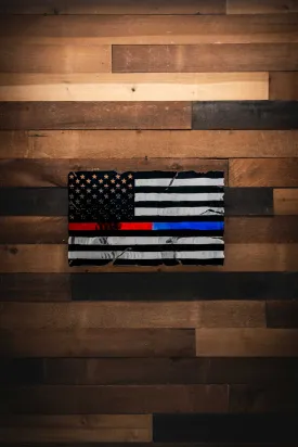 Thin Blue Line and Thin Red Line Flag - Molten Metal Wall Art