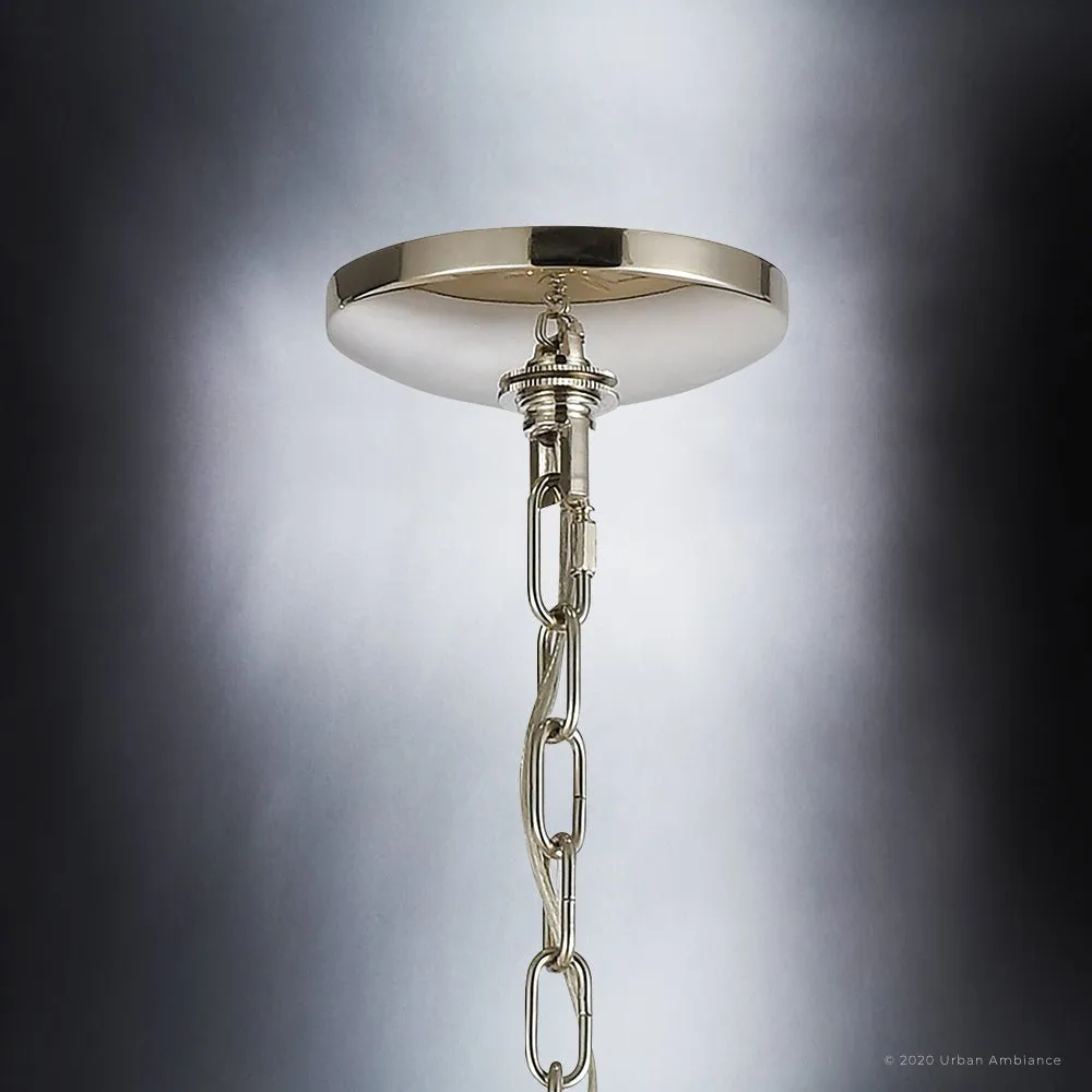 UEX2144 Luxe Industrial Chandelier 30''H x 27''W, Polished Nickel & Gold Leaf Finish, Princeton Collection