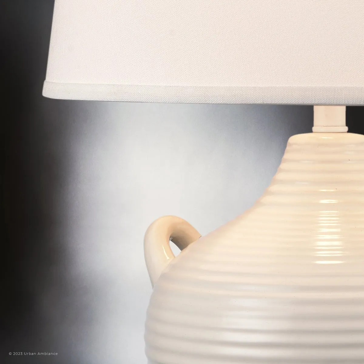 UEX8110 Modern Farmhouse Table Lamp 16.5''W x 16.5''D x 25''H, Gloss White Finish, Cedar Park Collection