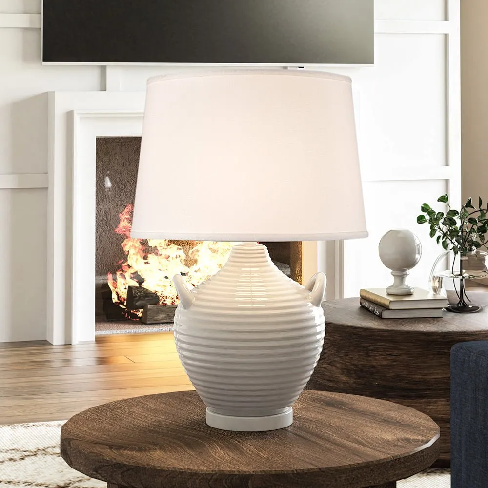 UEX8110 Modern Farmhouse Table Lamp 16.5''W x 16.5''D x 25''H, Gloss White Finish, Cedar Park Collection