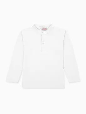 White Alcomo Long Sleeve Boy Polo Shirt