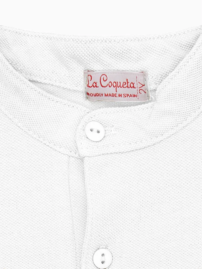 White Alcomo Long Sleeve Boy Polo Shirt