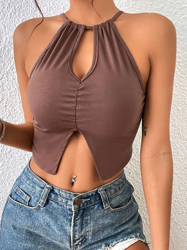 Women’s Crop Keyhole Cutout Top