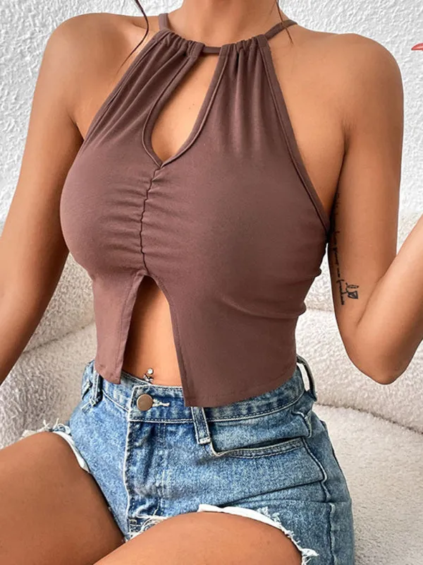 Women’s Crop Keyhole Cutout Top