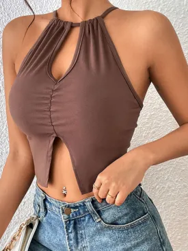 Women’s Crop Keyhole Cutout Top