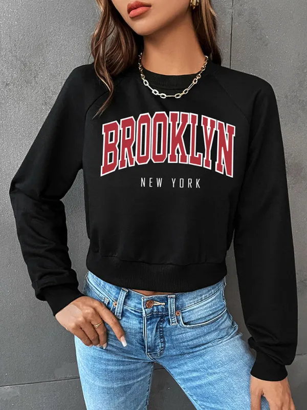 Women's Graphic Print Crop Sweatshirt