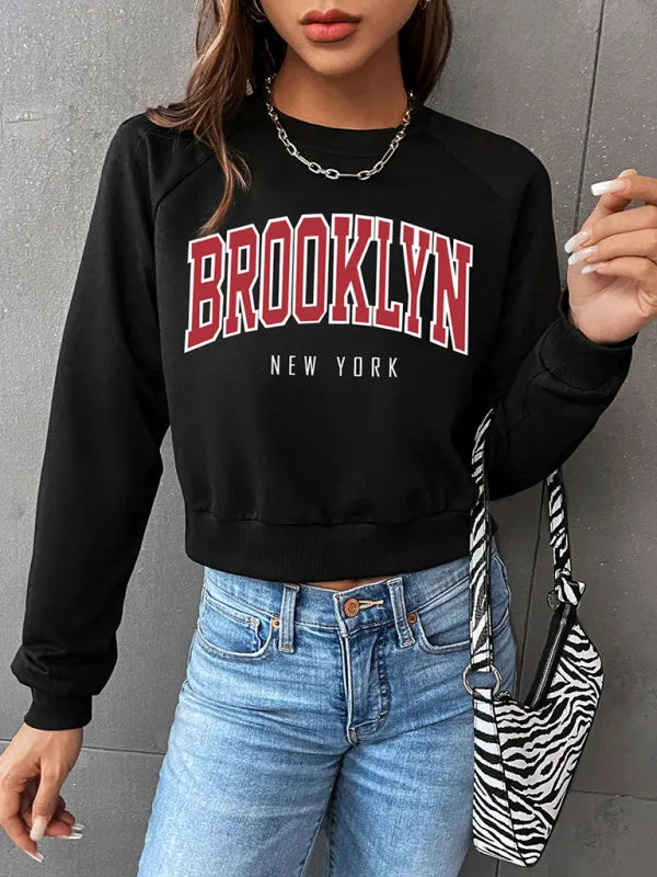 Women's Graphic Print Crop Sweatshirt