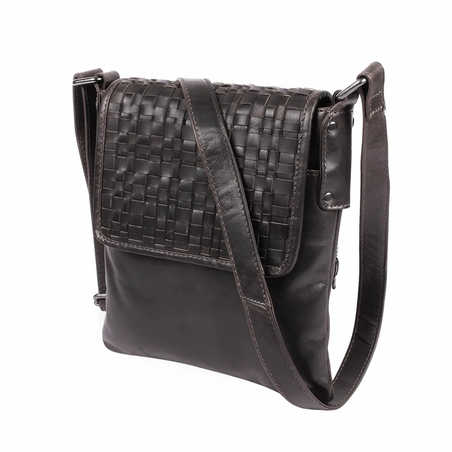 Woven Hana Concealed Carry Leather Crossbody Purse