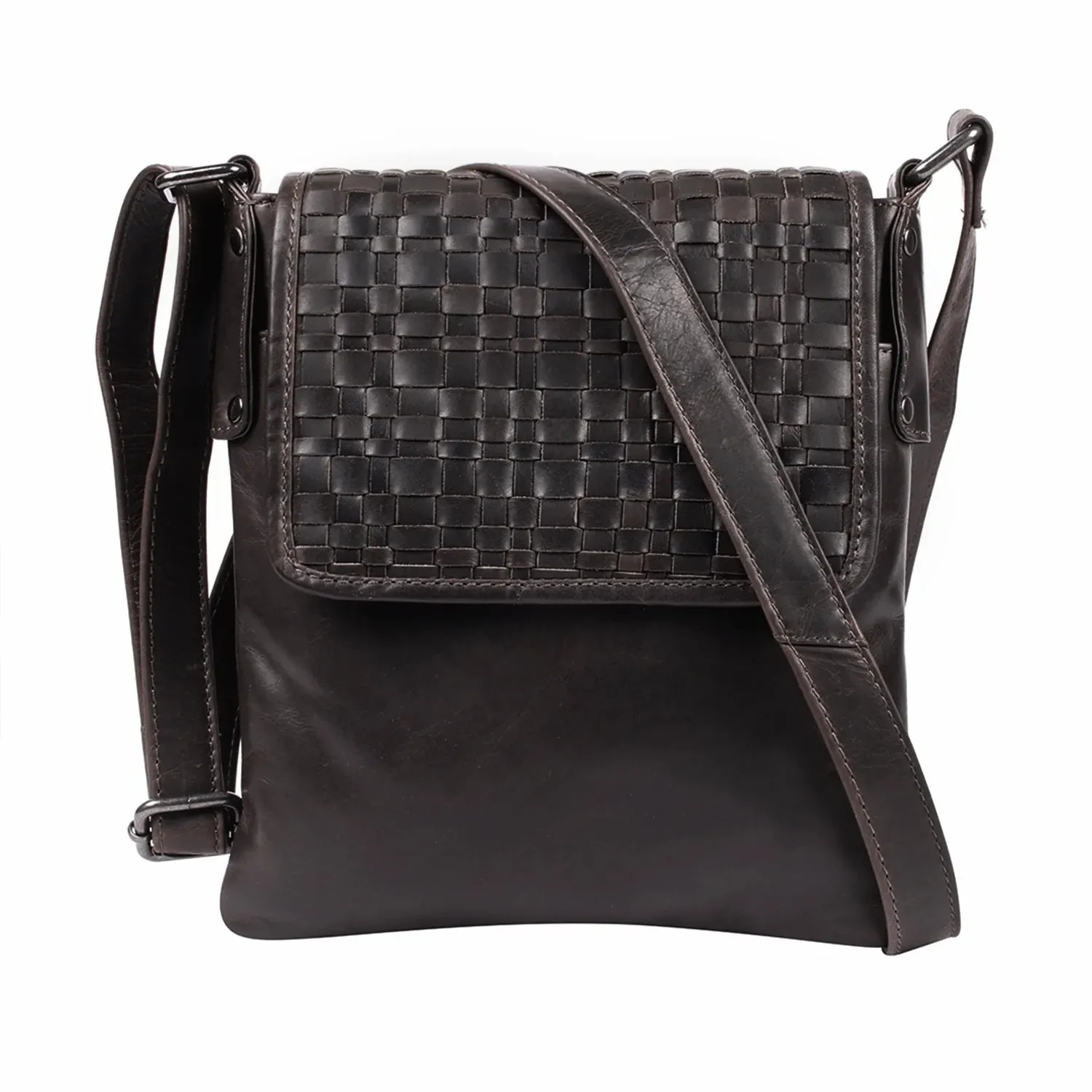 Woven Hana Concealed Carry Leather Crossbody Purse