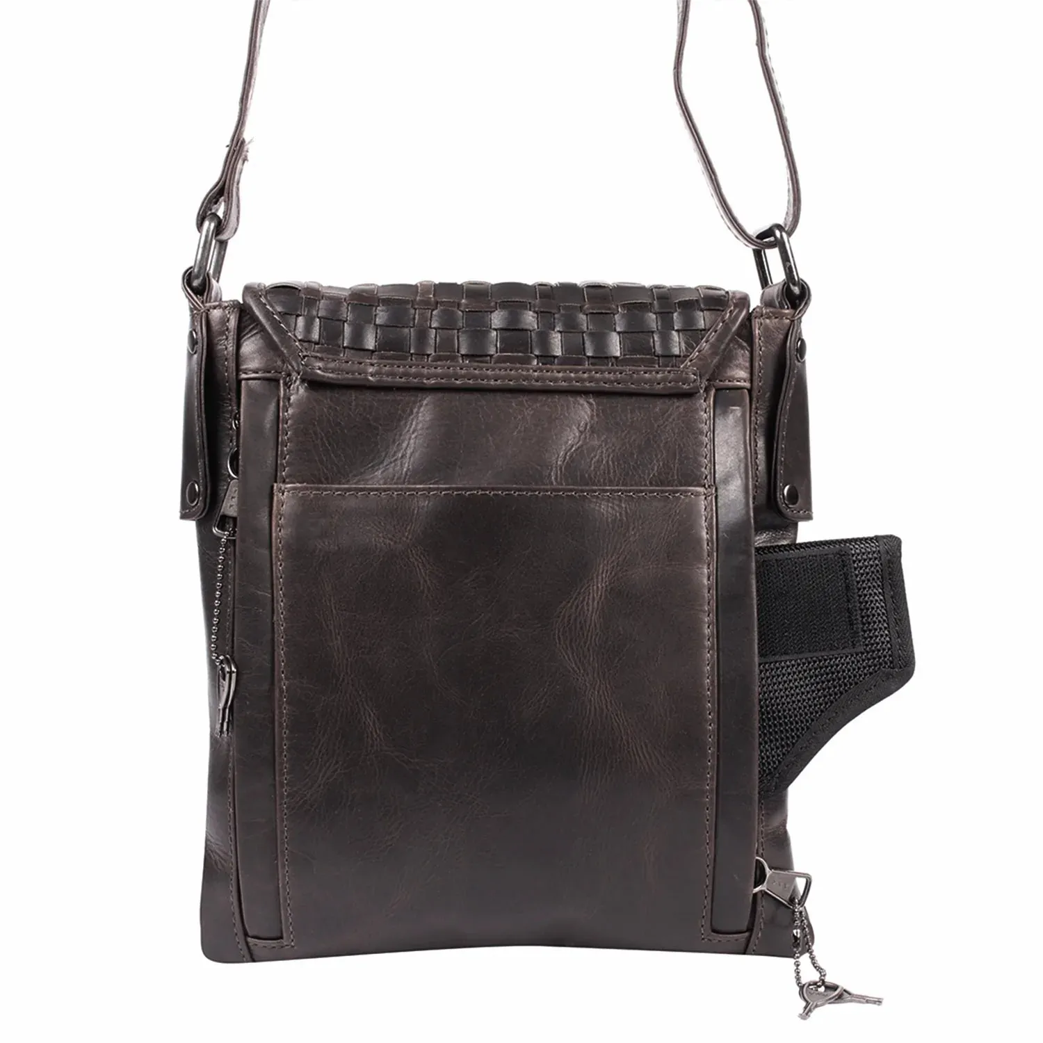 Woven Hana Concealed Carry Leather Crossbody Purse